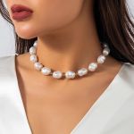 Colier Cu Imitatie De Perle, Culoare Auriu