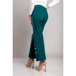 Pantaloni Eleganti Cu Nasturi, Albastru Petrol
