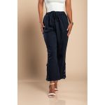 Pantaloni Eleganti Din Bumbac Cu Dantela, Albastru Inchis