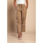 Pantaloni Eleganti Din Bumbac Cu Dantela, Kaki