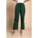 Pantaloni Eleganti Din Bumbac Cu Dantela, Verde Olive