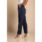 Pantaloni Lungi Cu Centura Decorativa, Albastru Inchis
