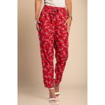Pantaloni Lungi Din Bumbac Cu Imprimeu Floral, Rosii