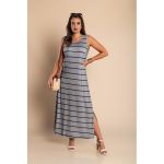 Rochie Maxi Cu Imprimeu Cu Dungi, Gri