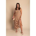 Rochie Maxi Cu Imprimeu Cu Dungi, Kaki