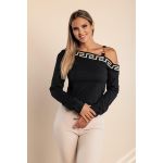 Top Cu Imprimeu Geometric, Negru