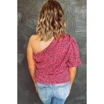 Top Cu Imprimeu Leopard Marime Plus, Roz