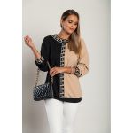 Top Lejer Cu Imprimeu Geometric, Negru/Bej