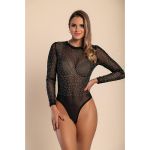 Body Transparent Cu Strasuri, Negru/Argintiu