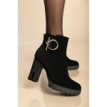 Botine Cu Toc Inalt, Negre