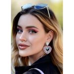 Cercei Eleganti Cu Strasuri, Roz