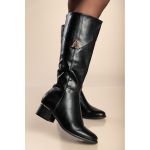 Cizme Elegante Din Imitatie De Piele, Negre