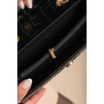 Geanta Mica Cu Imprimeu Piele De Crocodil, Neagra
