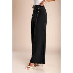 Pantaloni Lungi Eleganti Cu Nasturi, Negru