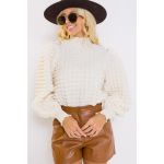 Pulover Cu Textura, Alb