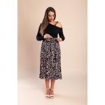Rochie Midi Cu Imprimeu Leopard, NeagrÄƒ