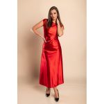 Rochie Midi Din Imitatie De Satin, Rosu