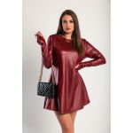 Rochie Mini Din Imitatie De Piele, Visiniu