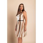 Rochie Mini Din Imitatie De Satin, Bej