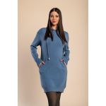 Rochie Mini TricotatÄƒ Cu GlugÄƒ, Albastru