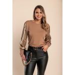 Top Cu MÃ¢neci StrÄƒlucitoare, Camel
