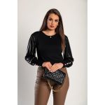 Top Cu Maneci StrÄƒlucitoare, Negru