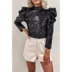 Top Elegant Cu Paiete, Negru