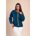Top Lejer Cu Imprimeu Geometric, Albastru Petrol