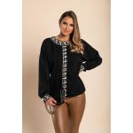Top Lejer Cu Imprimeu Geometric, Negru