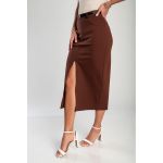Fusta Midi Eleganta Cu Centura, Maro