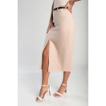 Fusta Midi Eleganta Cu Curea, Bej