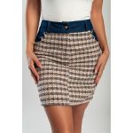 Fusta Mini Din Tweed, Albastru Inchis