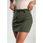 Fusta Mini Eleganta Cu Curea, Verde Masline