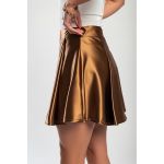 Fusta Mini Eleganta Din Satin Artificial, Maro