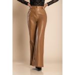 Pantaloni Eleganti Lungi Din Imitatie De Piele, Camel