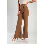 Pantaloni Lungi Eleganti Cu Talie Inalta, Camel