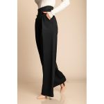 Pantaloni Lungi Eleganti Cu Talie Inalta, Negri