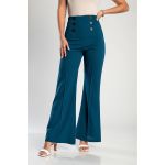 Pantaloni Lungi Eleganti Cu Talie Inalta, Petrol