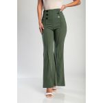 Pantaloni Lungi Eleganti Cu Talie Inalta, Verde Olive
