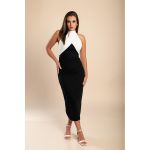 Rochie LungÄƒ ElegantÄƒ, Alb-Negru
