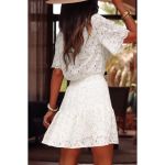 Rochie Mini Din DantelÄƒ FloralÄƒ, Bej