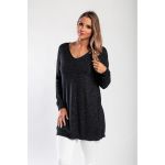 Rochie Mini Tricotata Cu Decolteu In V, Neagra