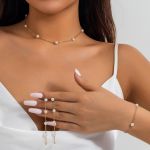 Set Colier, Cercei Si Bratara, Culoare Auriu