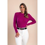 Top Din Tricot Cu Maneci Lungi, Fucsia