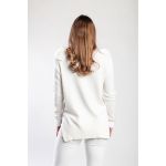 Top Lung Tricotat Cu Volane, Alb