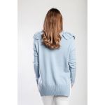 Top Lung Tricotat Cu Volane, Albastru Deschis