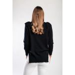 Top Lung Tricotat Cu Volane, Negru