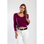 Top Tricotat Cu Decolteu Rotund, Fucsia