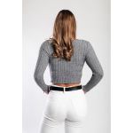 Top Tricotat Cu Decolteu Rotund, Gri