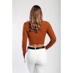 Top Tricotat Cu Decolteu Rotund, Mustar